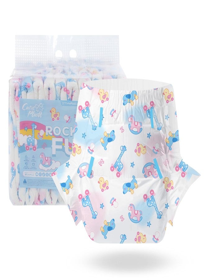 CutiePlusU Adult Diapers 10 Pieces,Rocking Fun Disposable Incontinence Briefs with Tabs for Women and Men, Maximum Overnight Absorbency(Large 37"-47") - Image 1